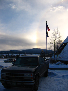 Early morning rainbow over Frisco, CO